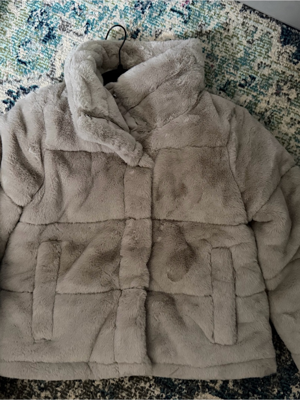 Abercrombie & Fitch Plush Teddy Jacket in Light Gray
